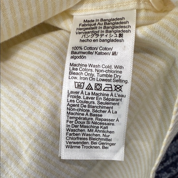 J. Crew Men's Yellow White Strpes Cotton Oxford Classic Long Sleeve Shirt Size L - Picture 6 of 9